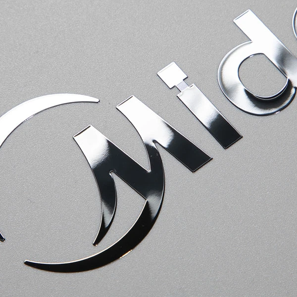 Tùy chỉnh Mỏng Electroform Vàng Niken 3D Logo Chuyển Chữ Kim Loại Nhãn UV Mỹ Phẩm Kim Loại Dán Chrome Decal Dính